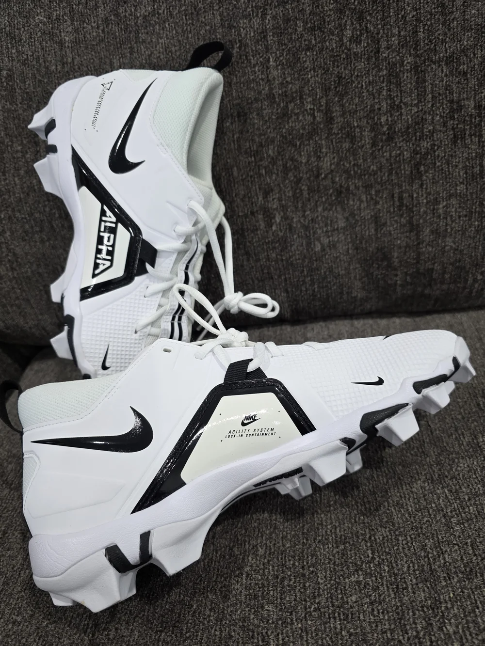 Nike Alpha White Football Cleats - Black Accents - Picture 7 of 9